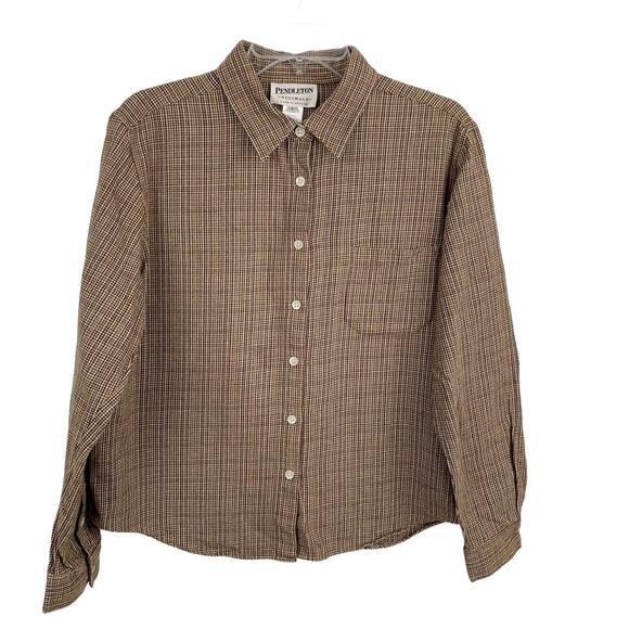 Pendleton Tops - Pendleton Brown Checkered Button Down Shirt